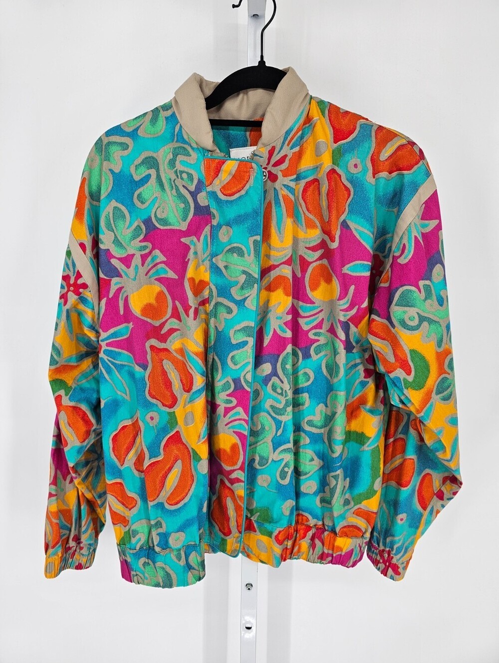 Vintage 1990s Marcia Womens Sz L 100% Cotton Lightweight Jacket Colorful